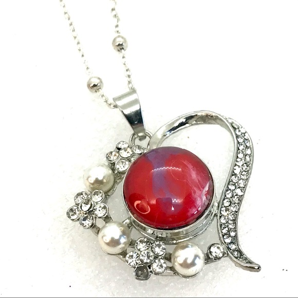 Snap heart pearls rhinestones handmade 20mmSnap SN20 - Picture 1 of 4